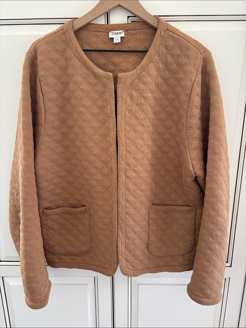 J Crew Quilted Cotton Jacket Brown Minimalist Grandmacore Collarless Women’s XXL